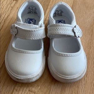 White leather Keds with Velcro strap